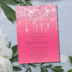 Pink Dripping Glitter Girly Trendy Quinceanera