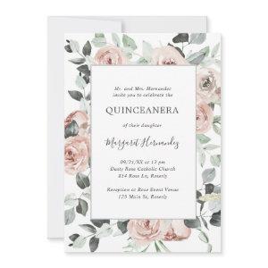 Pink Dusty Rose Floral Quinceanera