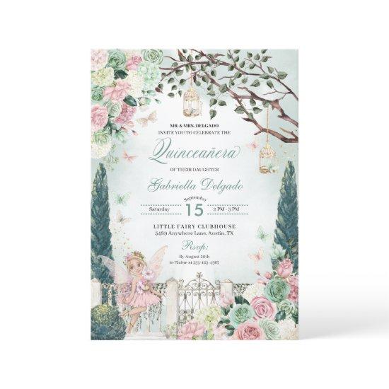 Pink Fairy Princess Enchanted Garden Quinceanera