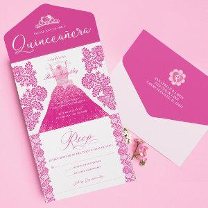 Pink Fashion Dream Princess Gown Quinceanera Party All In One