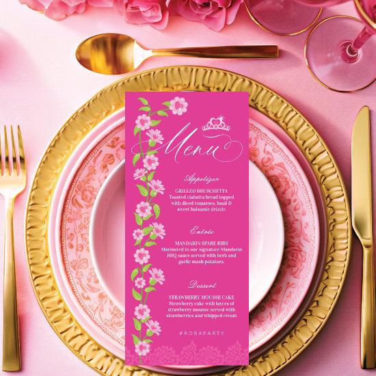 Pink Fashion Dream Princess Gown Quinceanera Party Menu