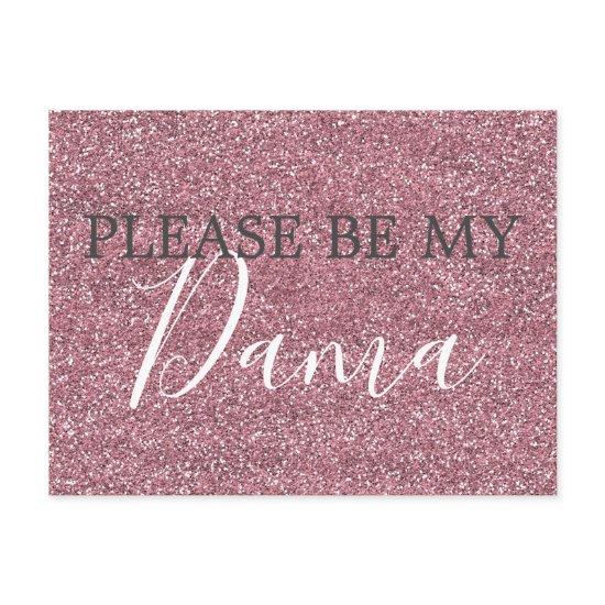 Pink Faux Glitter Dama Quinceanera Proposal  Postcard