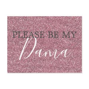 Pink Faux Glitter Dama Quinceanera Proposal  Postcard