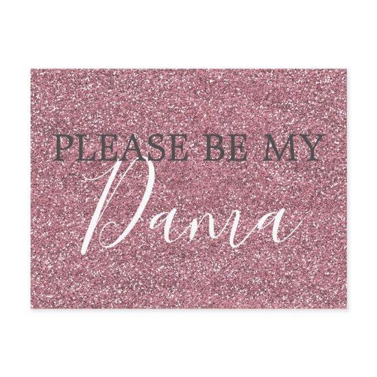 Pink Faux Glitter Dama Quinceanera Proposal  Postcard