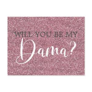 Pink Faux Glitter Quinceanera Dama Proposal  Postcard