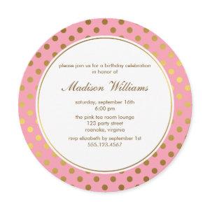 Pink Faux Gold Foil Polka Dots Pattern
