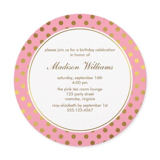 Pink Faux Gold Foil Polka Dots Pattern