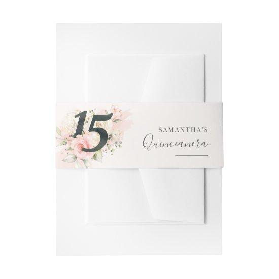 Pink Floral 15th Birthday Quinceanera  Belly Band