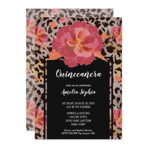 Pink Floral Animal Print Quinceañera