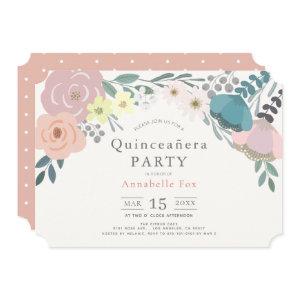 Pink Floral Botanical Quinceañera