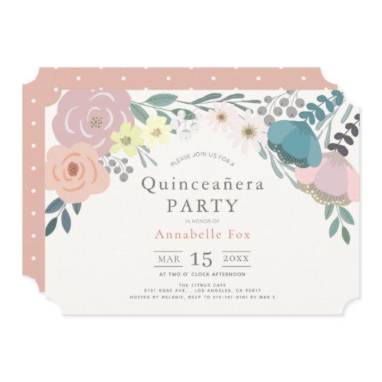 Pink Floral Botanical Quinceañera