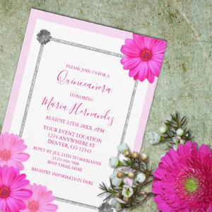 Pink Floral Elegant Quinceanera