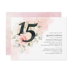 Pink Floral Eucalyptus Quinceanera 15th Birthday