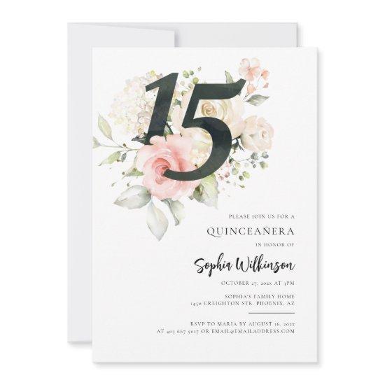 Pink Floral Greenery Quinceanera Celebration