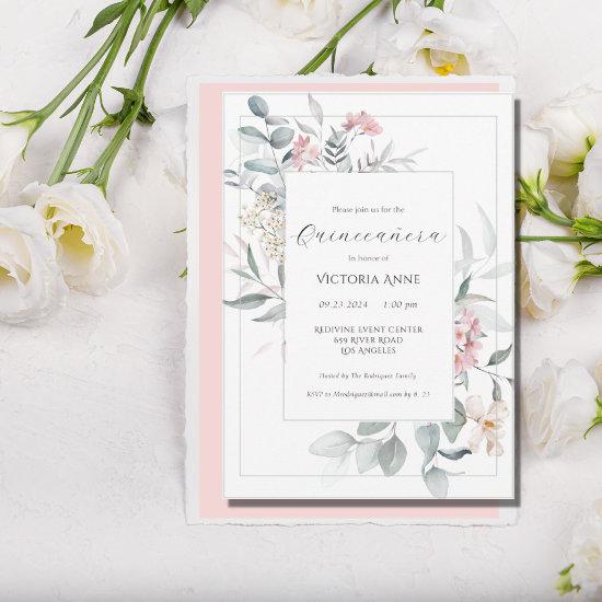 Pink Floral Modern Quinceañera