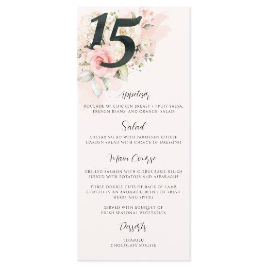 Pink Floral Quinceanera 15th Birthday Party Photo Menu