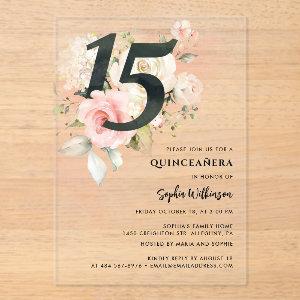 Pink Floral Quinceanera Celebration Acrylic