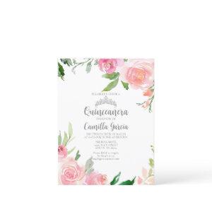 Pink Floral Quinceañera Silver Tiara  Postcard