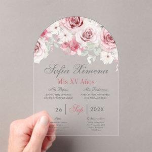 Pink Floral Quinceañera Spanish  Acrylic