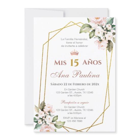 Pink Floral Quinceañera Spanish