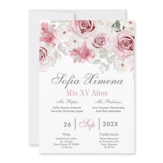 Pink Floral Quinceañera Spanish