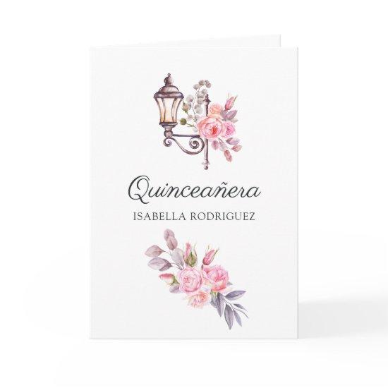 Pink Floral Watercolor Vintage Paris Quinceañera