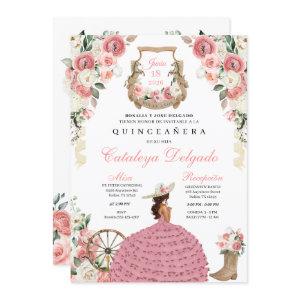 Pink Floral Western Mariachi Charro Quinceañera