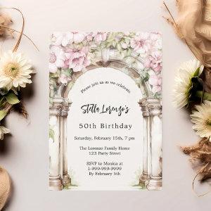 Pink florals arch beige birthday