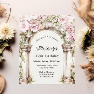 Pink florals arch beige birthday