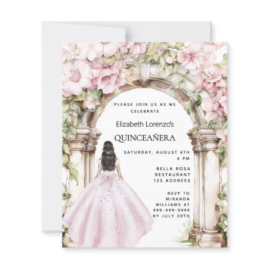 Pink florals arch dress Quinceanera