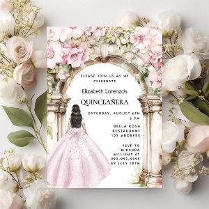 Pink florals arch dress Quinceanera  Postcard