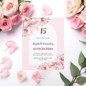 Pink florals bows arch Quinceanera