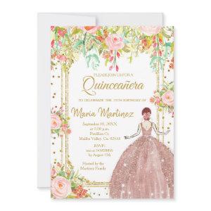Pink Flowers and Gold Glitters Quinceanera