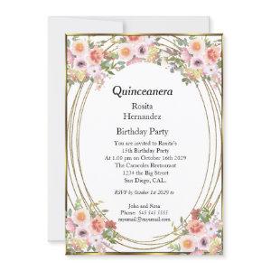 Pink Flowers Quinceanera Birthday Party