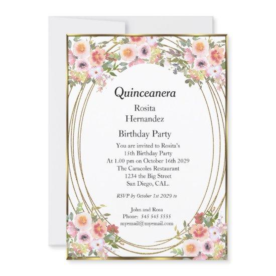 Pink Flowers Quinceanera Birthday Party