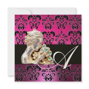 PINK,FUCHSIA,BLACK, PURPLE,DAMASK JEWEL MONOGRAM