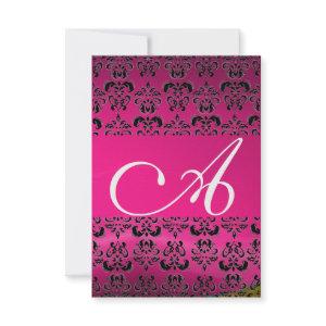 PINK FUCHSIA DAMASK GEM MONOGRAM purple rsvp ice