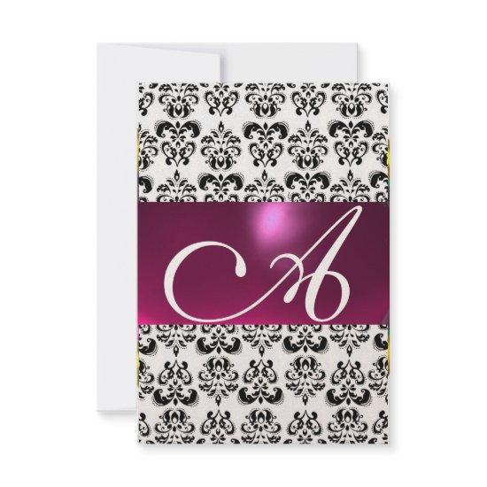 PINK FUCHSIA GOLD DAMASK GEM MONOGRAM purple rsvp