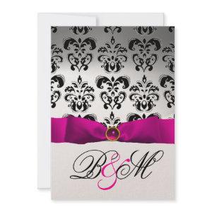 PINK FUCHSIA RIBBON GOLD BLACK  DAMASK MONOGRAM
