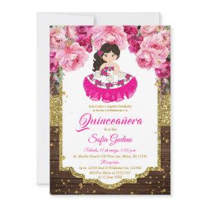 Pink Fuschia Cute Girl Quinceañera Rustic Wood