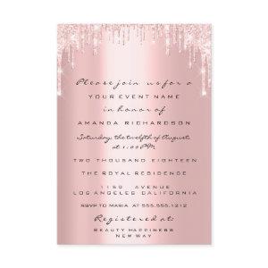Pink Glitter Drips Rose Gold  Bridal Quirceanera
