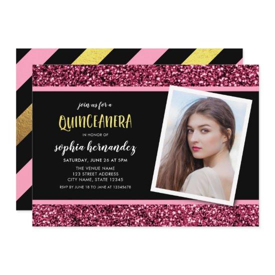 Pink Glitter Photo Quinceanera