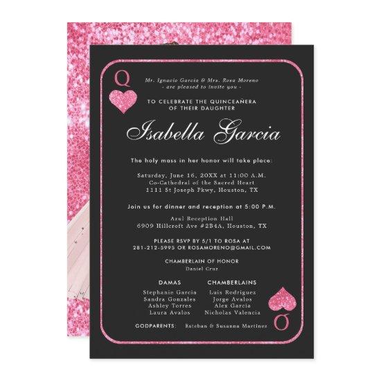 Pink Glitter Playing Card | Las Vegas Quinceañera