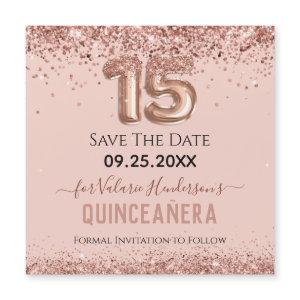 Pink Glitter Quinceanera Magnetic Card
