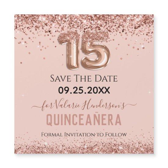 Pink Glitter Quinceanera Magnetic Card