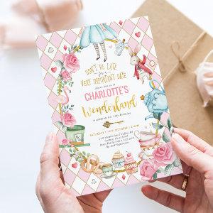 Pink Gold Alice in Wonderland Birthday Tea Party
