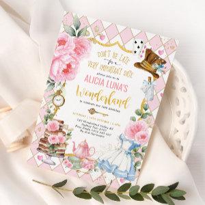Pink Gold Alice in Wonderland Birthday Tea Party