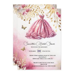 Pink gold bride to be ballgown luxury dress floral