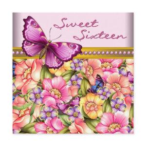 Pink Gold Butterfly Pink Gold Sweet 16 Birthday