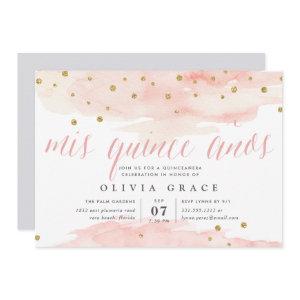 Pink & Gold Confetti Pop | Watercolor Quinceanera